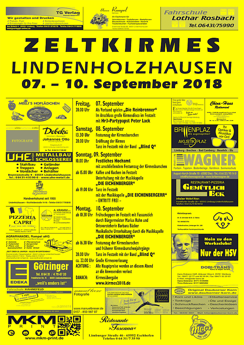 Kirmes Lindenholzhausen Plakat 2018